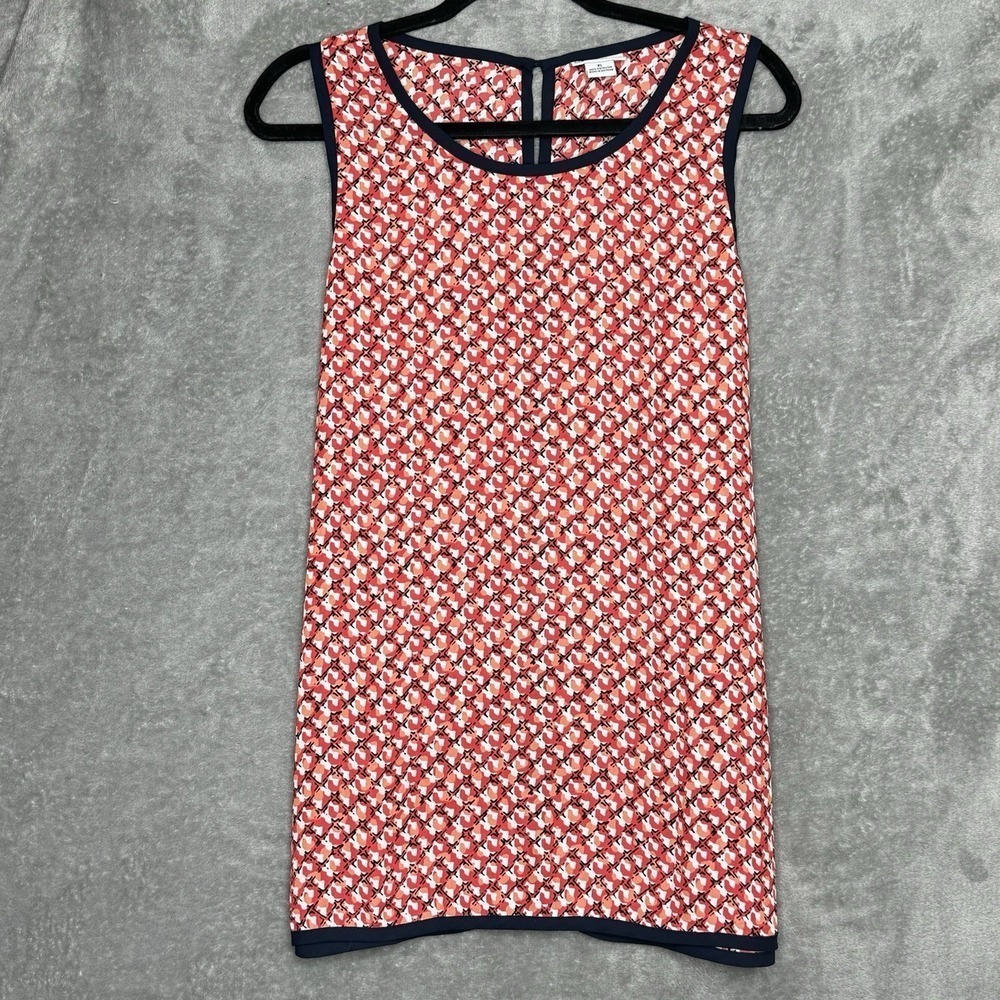 Liz Claiborne XL Shirt Top Pink White Geometric Sleeveless Scoop Neck Button